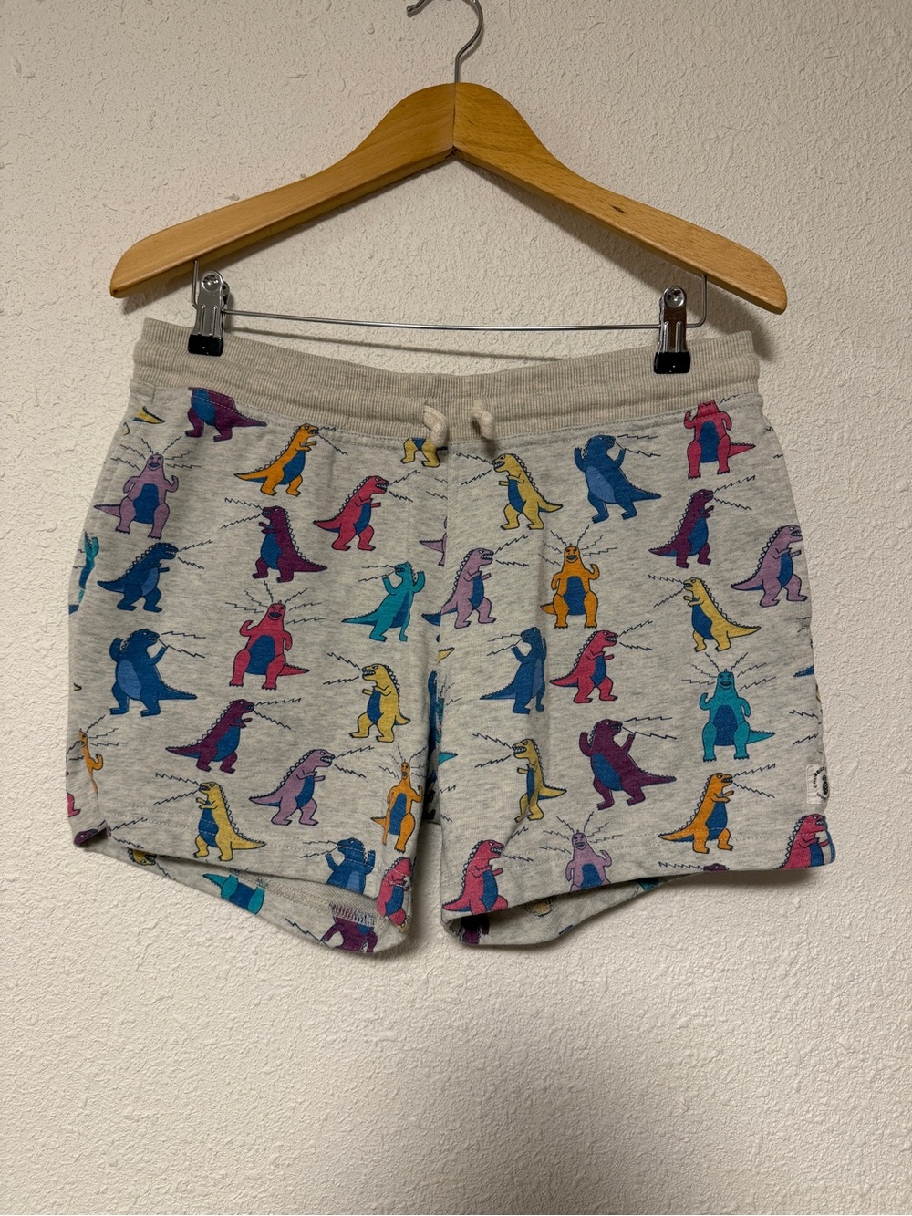 chubbies Gray Lounge Shorts with Multicolor Dinosaur Print size medium
